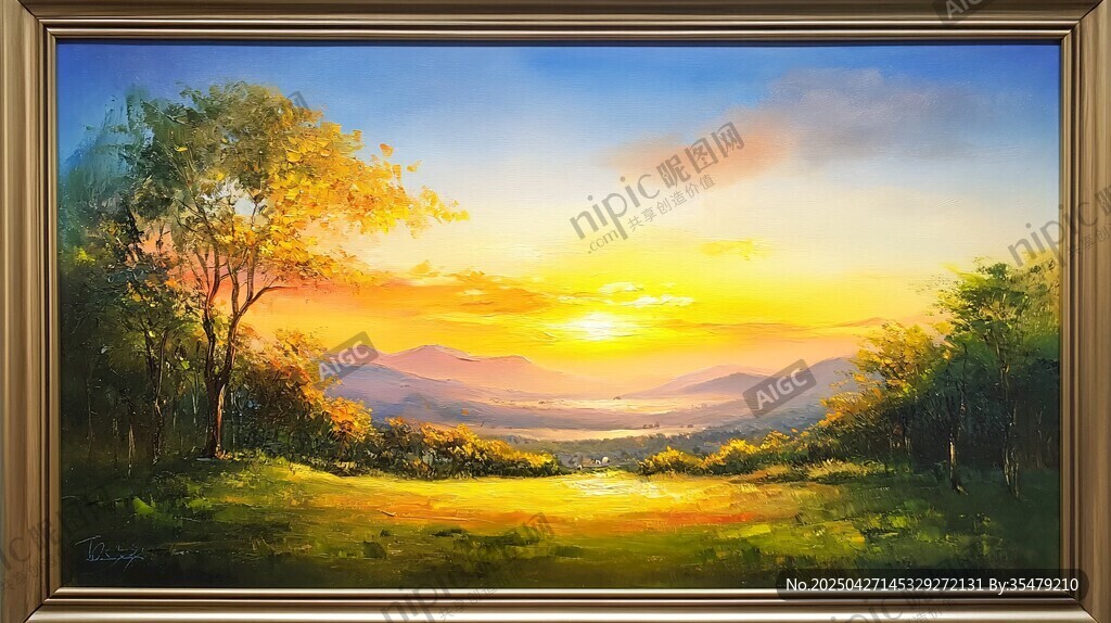 夕阳下的静谧山林美景