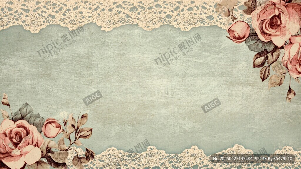 复古蕾丝花卉背景图