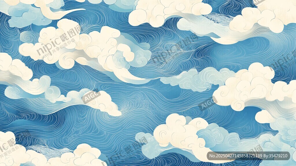 梦幻云海插画背景图