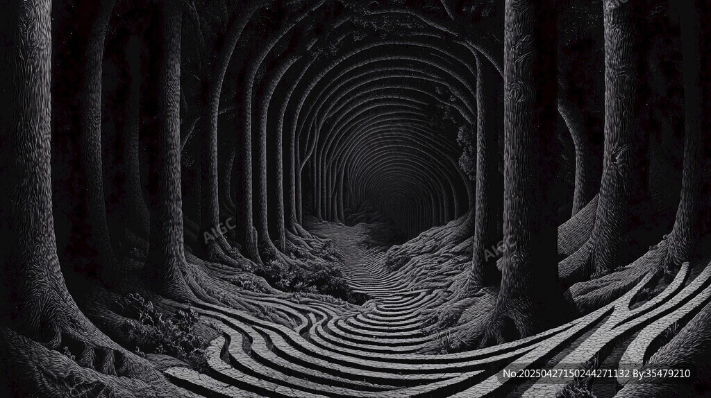梦幻森林隧道的神秘景象