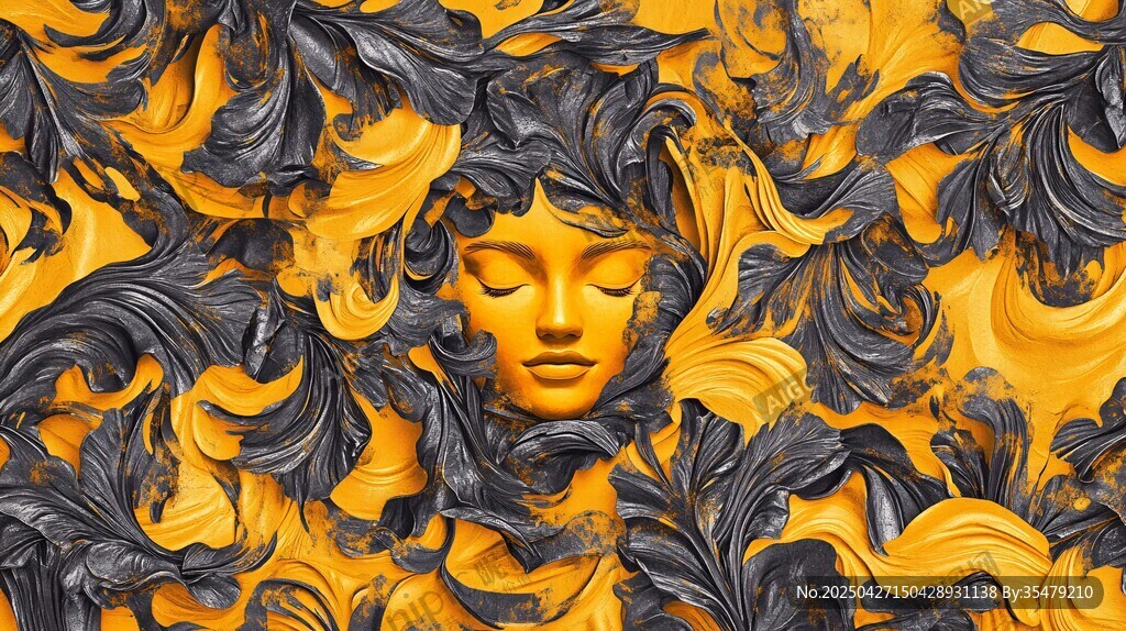 梦幻人脸与色彩漩涡图案