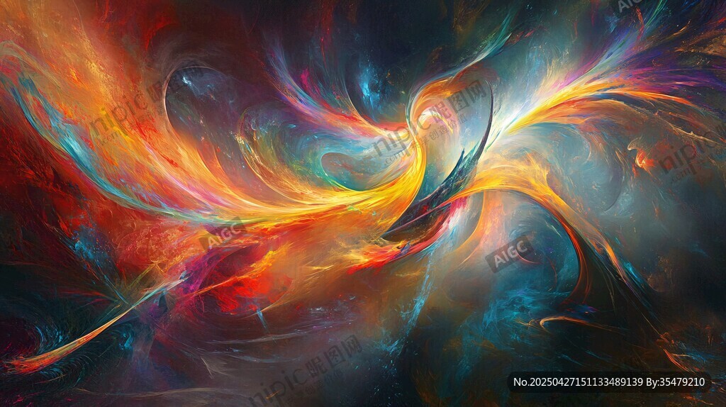 梦幻绚丽的抽象色彩漩涡