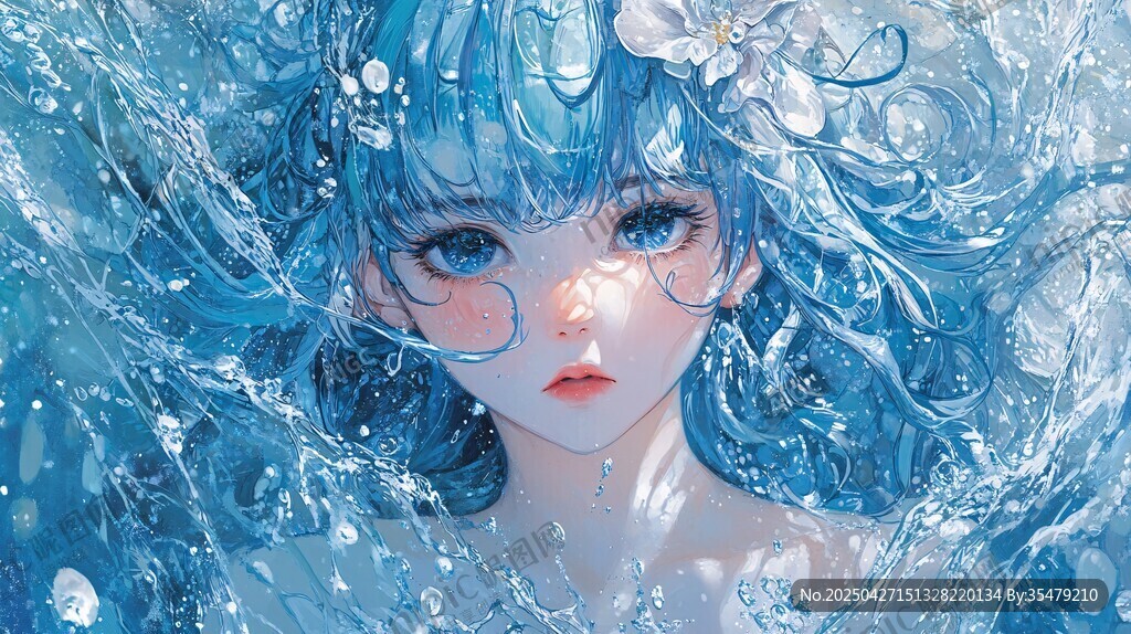 梦幻蓝发水漾少女