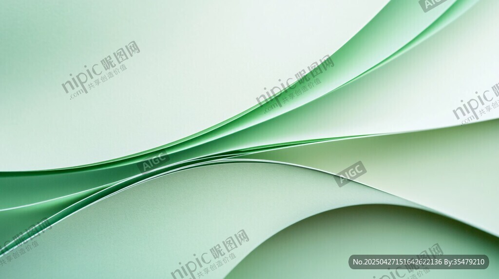 淡绿色飘逸曲线背景图