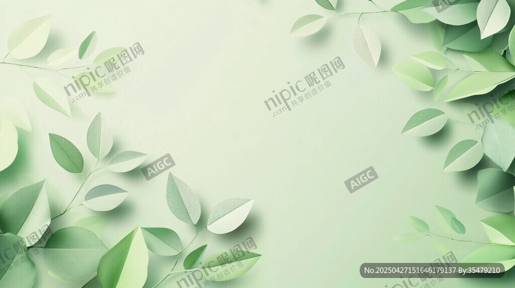 清新绿叶背景图