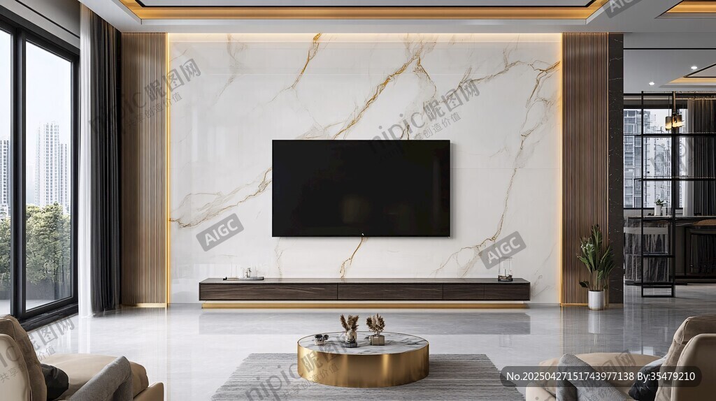 现代简约风客厅电视背景墙