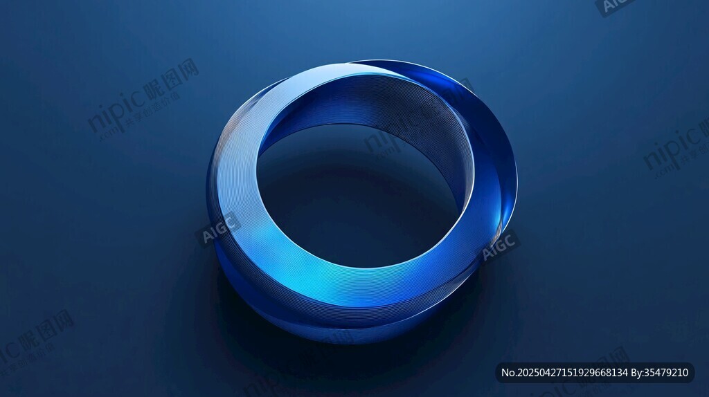 蓝色立体环形3D模型