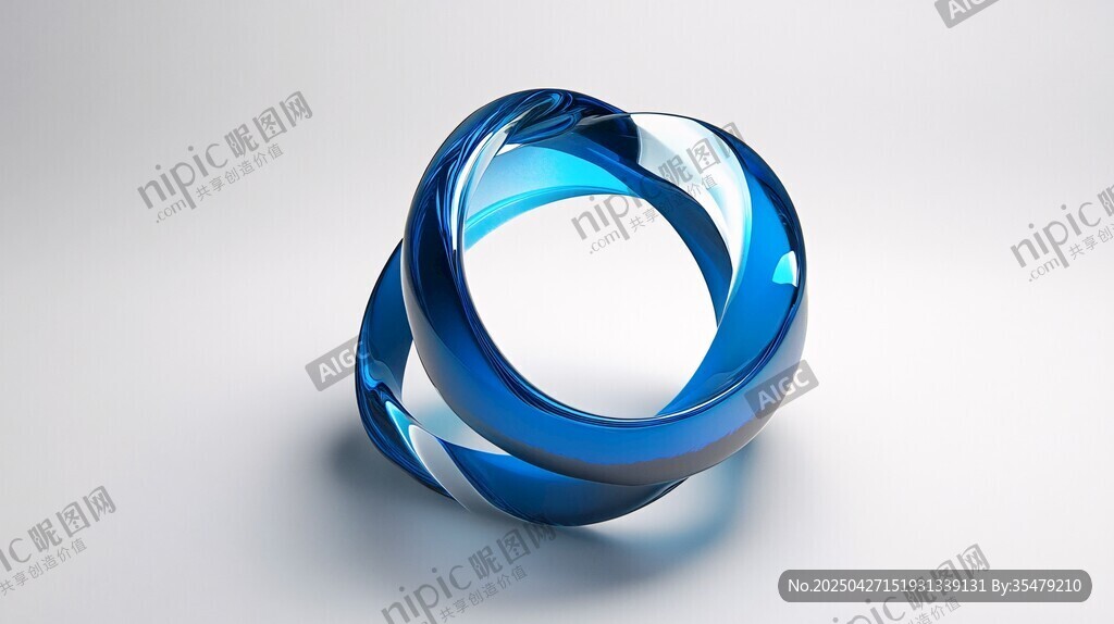 蓝色透明环形3D艺术模型