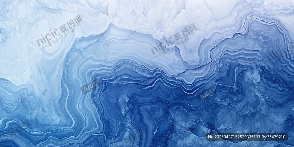 梦幻蓝调流体纹理背景图