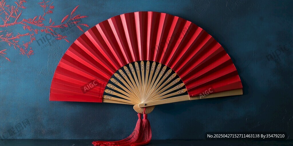 古典红折扇 尽显东方韵味