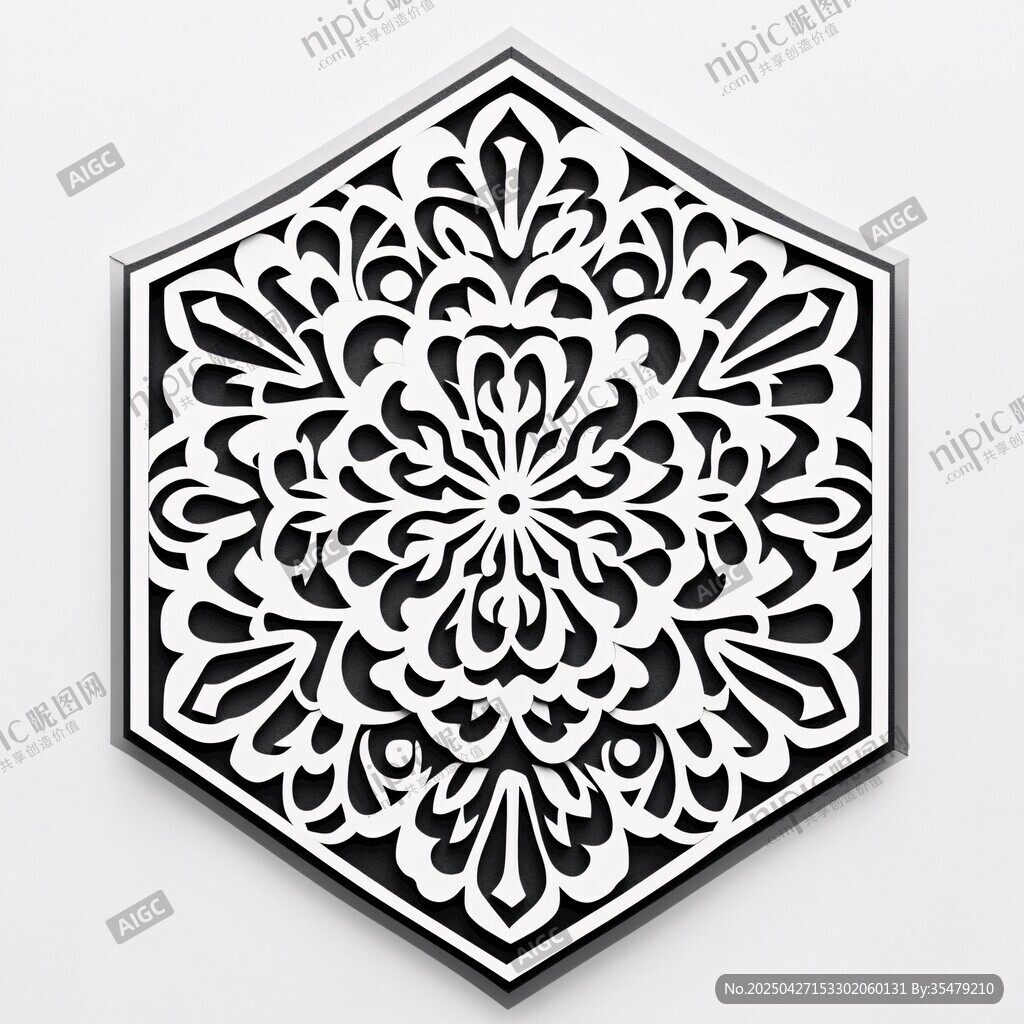 六边形黑白花纹装饰图案