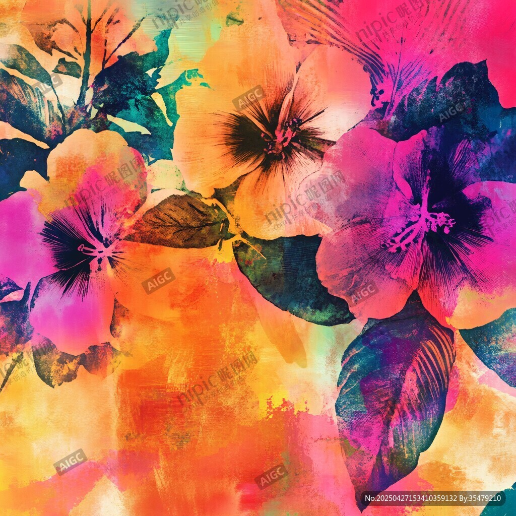 绚丽多彩花卉水彩艺术画
