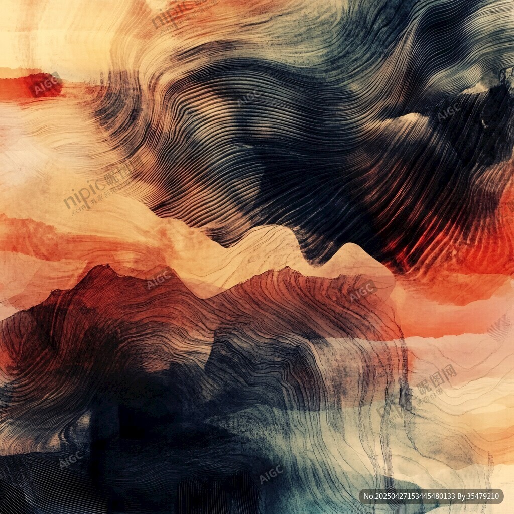 抽象山水艺术风画作