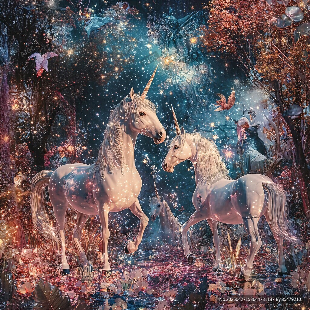梦幻森林中的双独角兽