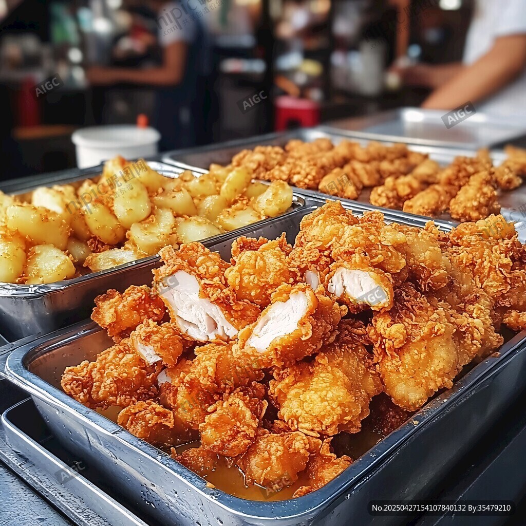 美味炸鸡与炸物诱人呈现