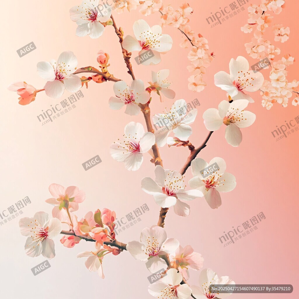 粉嫩樱花绽放唯美画面