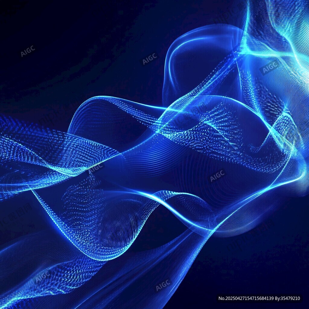 梦幻蓝色流动光线背景