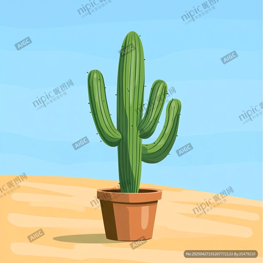 盆栽仙人掌 沙漠中的绿意
