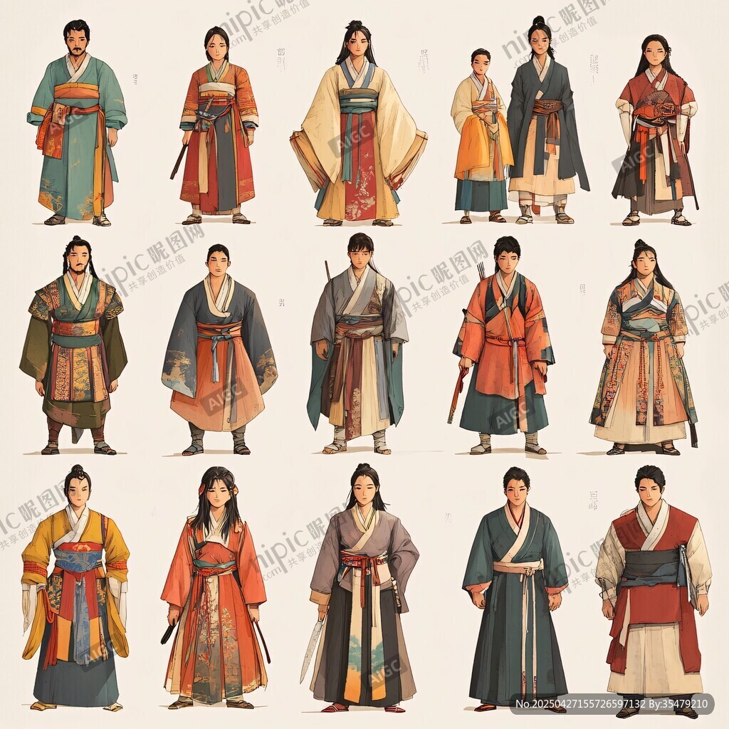 古风人物服饰多样展示