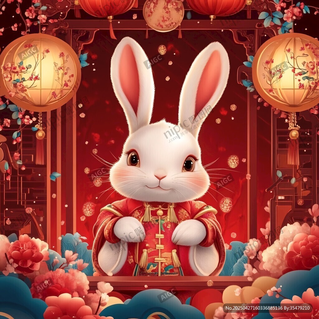 玉兔贺岁 喜庆新春景象