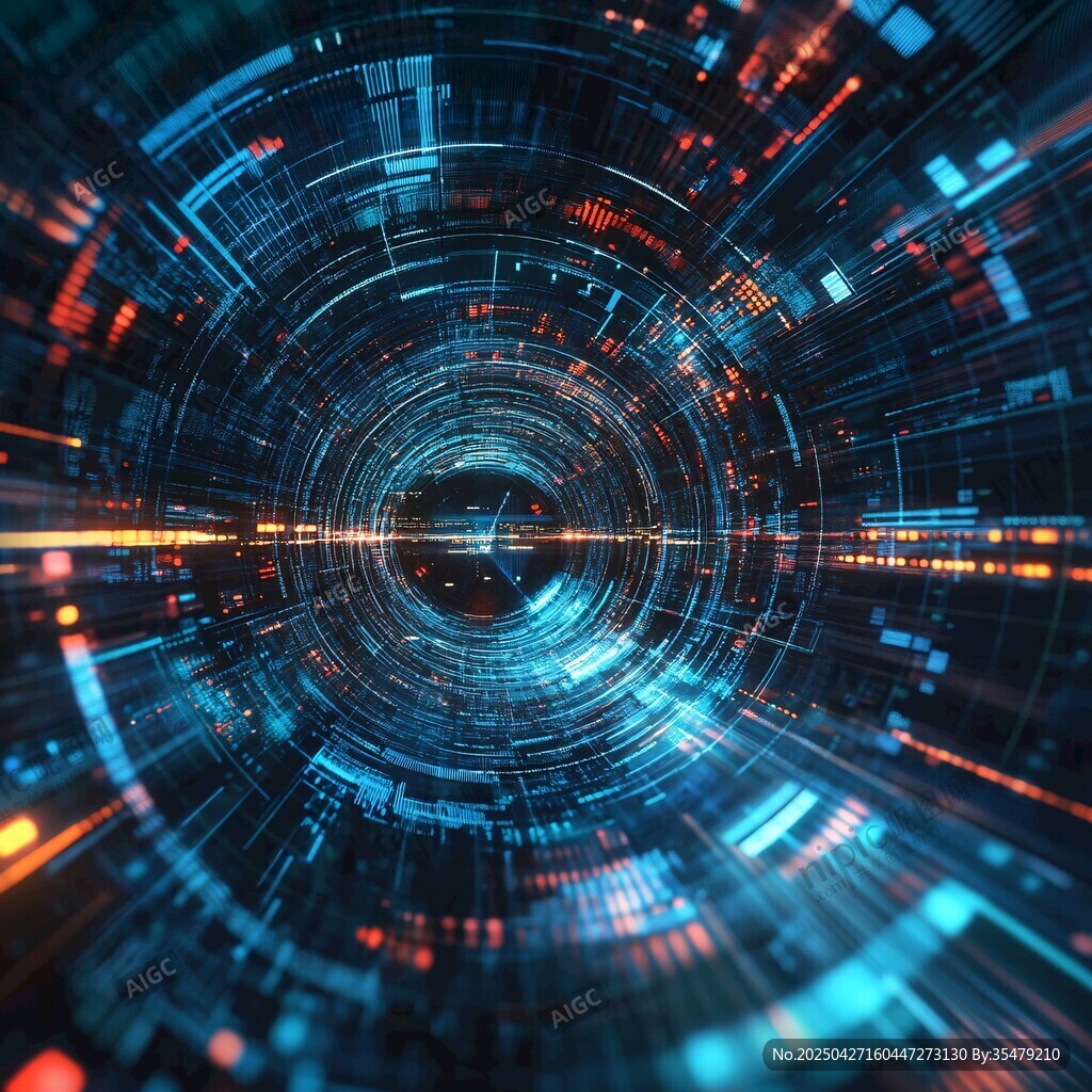 科技感炫彩环形数字空间