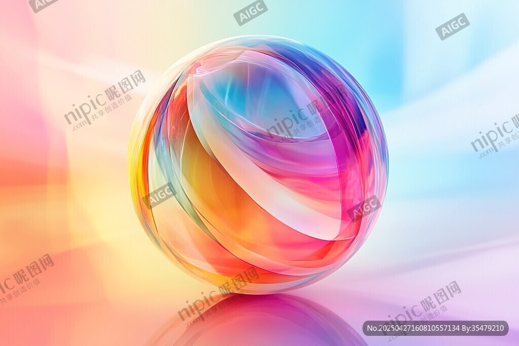 彩色透明球体梦幻背景图