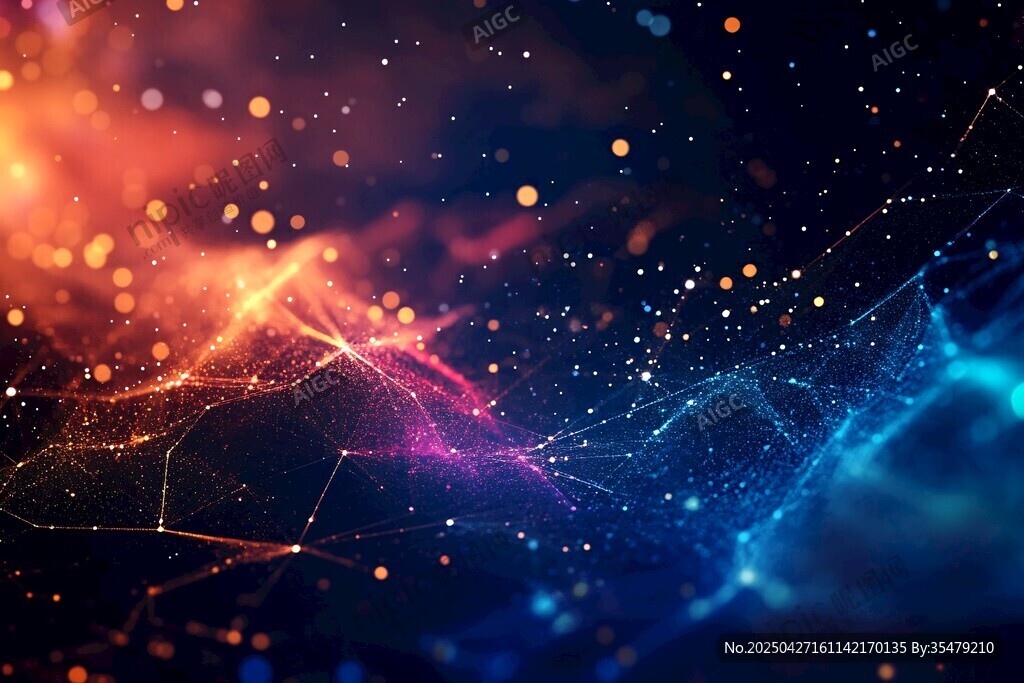 梦幻科技感粒子网络背景图