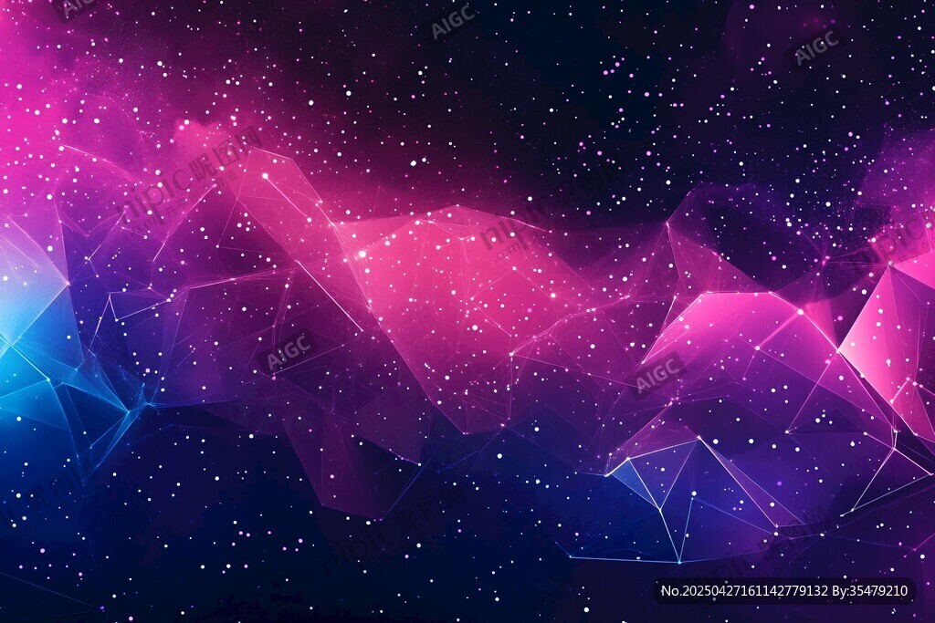 梦幻星空多边形背景图