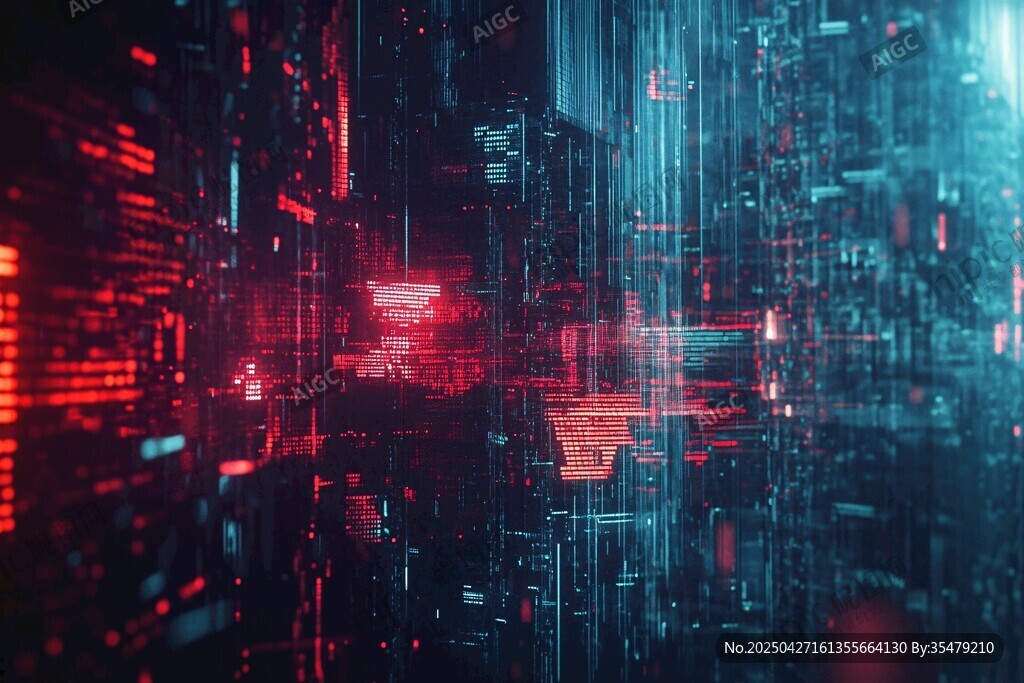 未来感赛博朋克数字城市景观