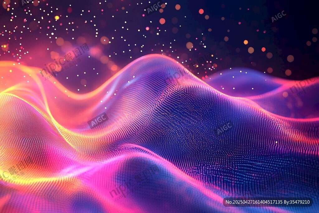 炫彩流动的梦幻波浪背景