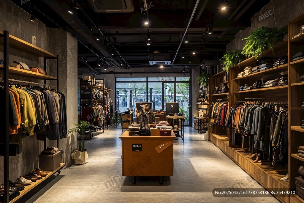 时尚男装店的精致陈列空间