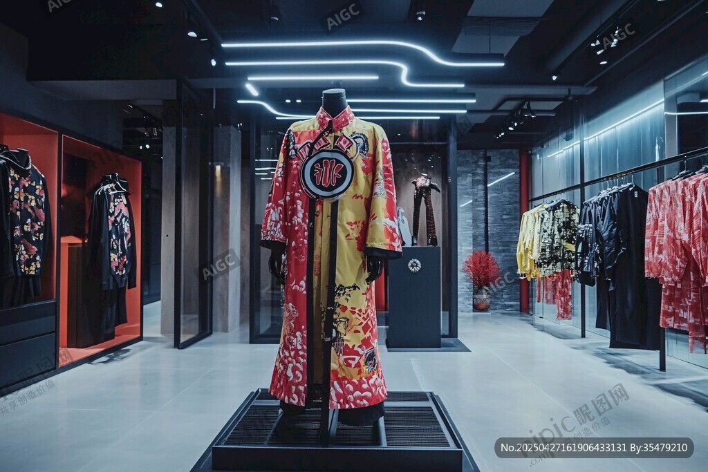 中式华服于时尚展厅展示