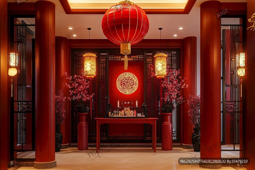 中式传统厅堂的典雅景致