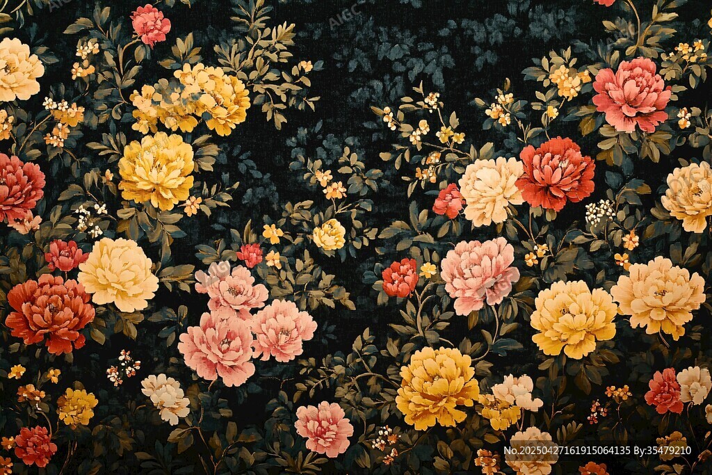 繁花锦簇的复古花卉图案
