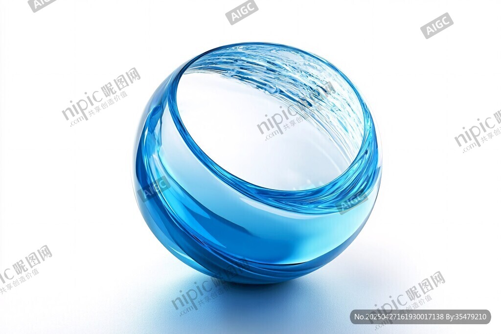 蓝色透明玻璃球的独特美感