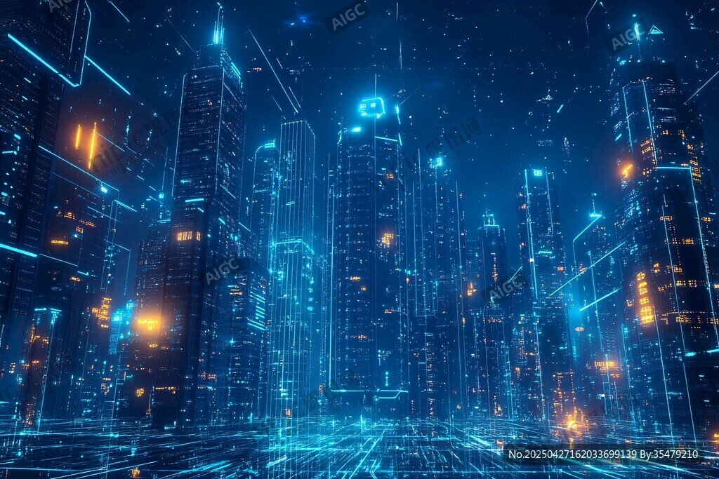 未来科技感都市夜景