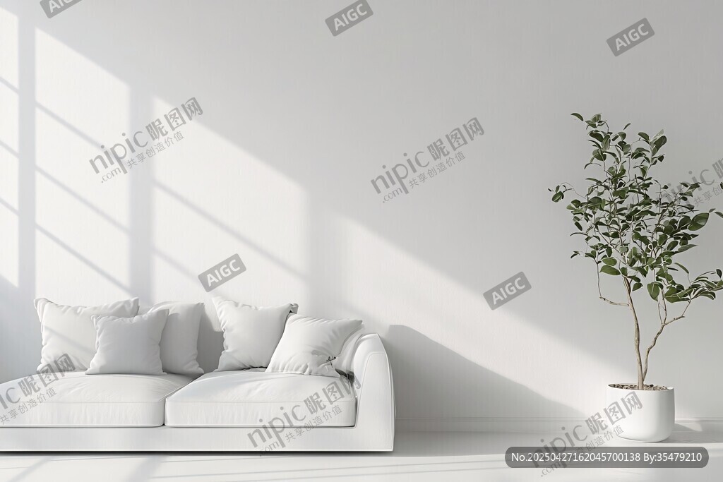 简约白墙下的舒适沙发角落
