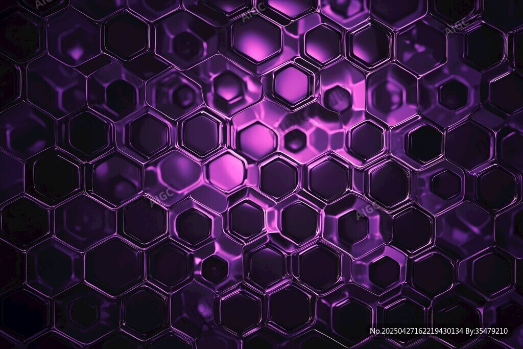 紫色六边形科技感背景图