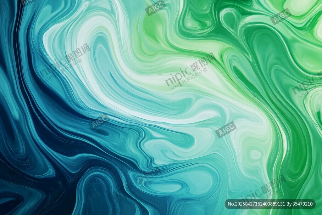 蓝绿渐变流体抽象背景图