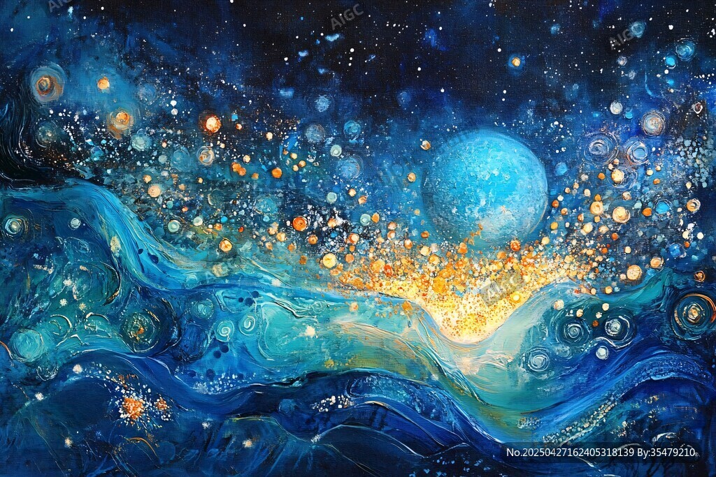 梦幻星空下的蓝色宇宙奇观
