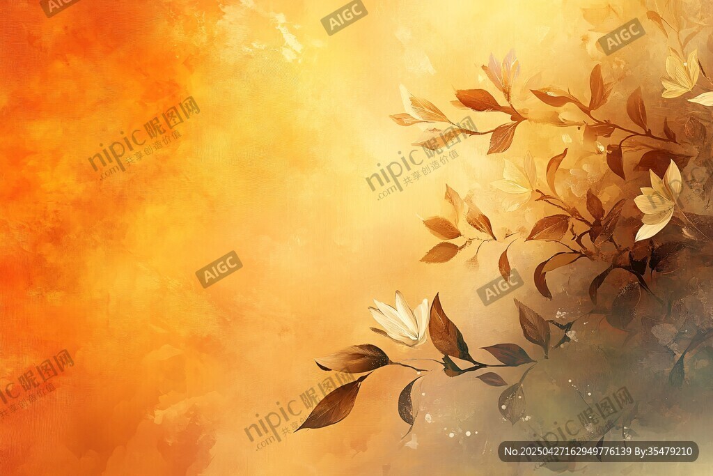 秋日幻彩花叶背景图