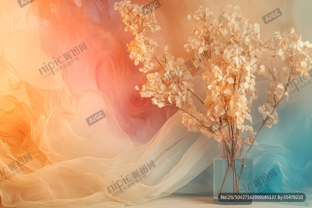梦幻渐变背景中的雅致花束