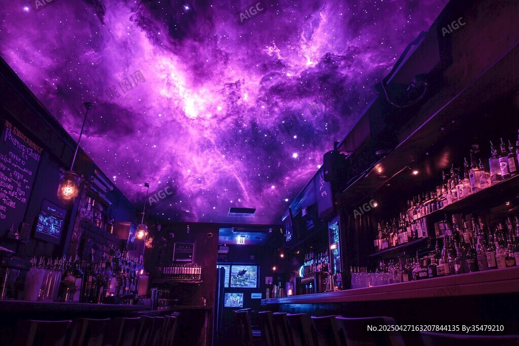 梦幻星空主题酒吧内部