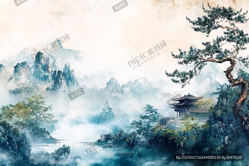 水墨山水间的静谧景致