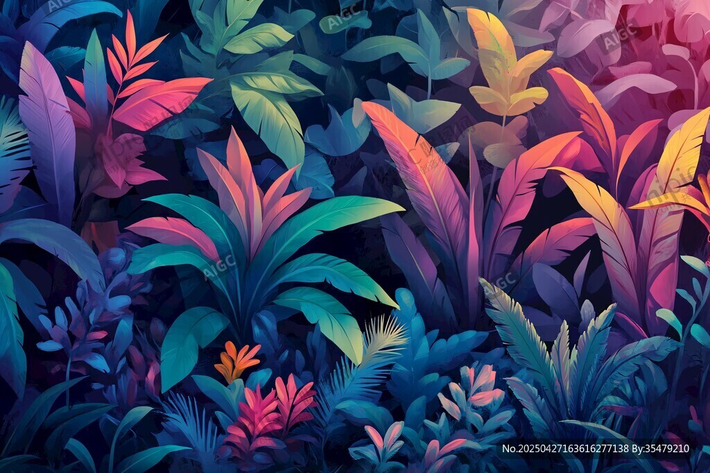 梦幻多彩的热带植物景观