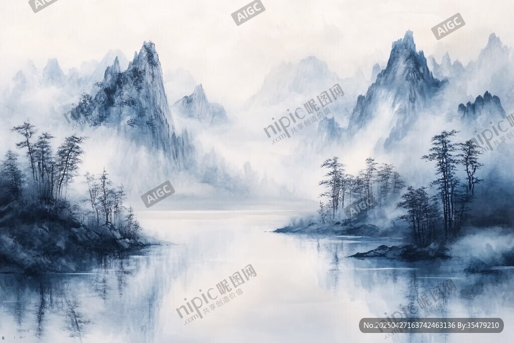 水墨山水间 静谧湖光山色