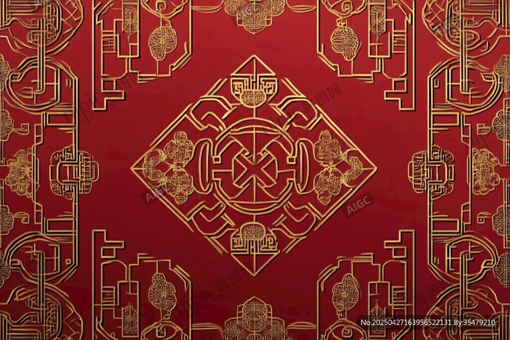 中式红金传统花纹图案
