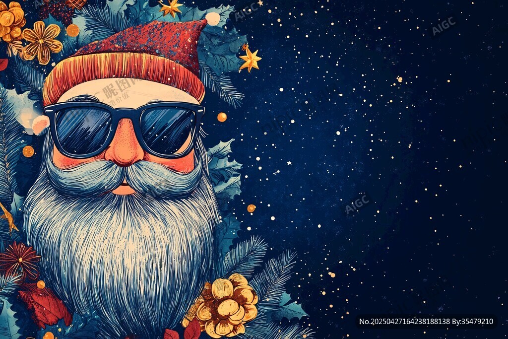 时尚圣诞老人的梦幻星空图