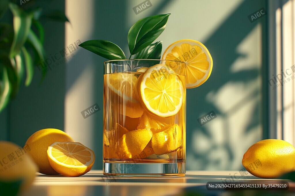 一杯清新柠檬冰茶的惬意时刻
