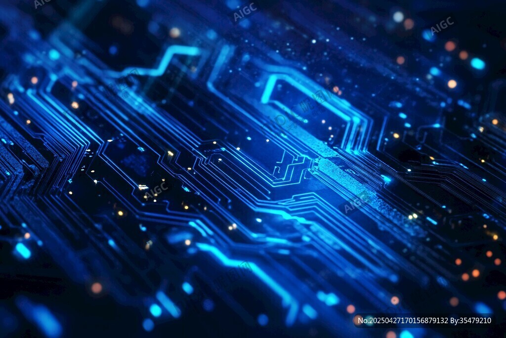 科技感电路板的梦幻蓝光